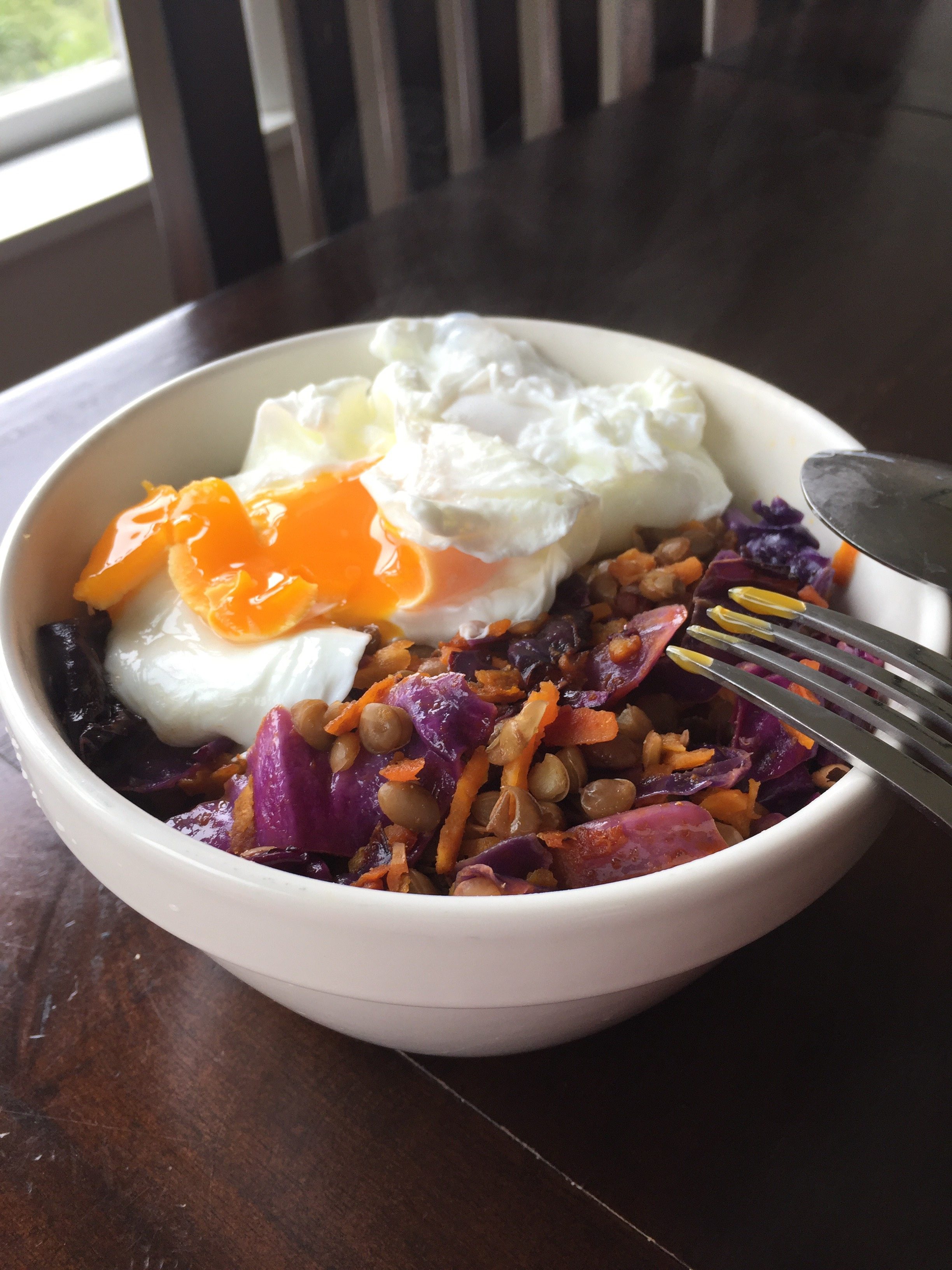 Where have I been?  And please enjoy some warm lentil salad topped with poached egg.