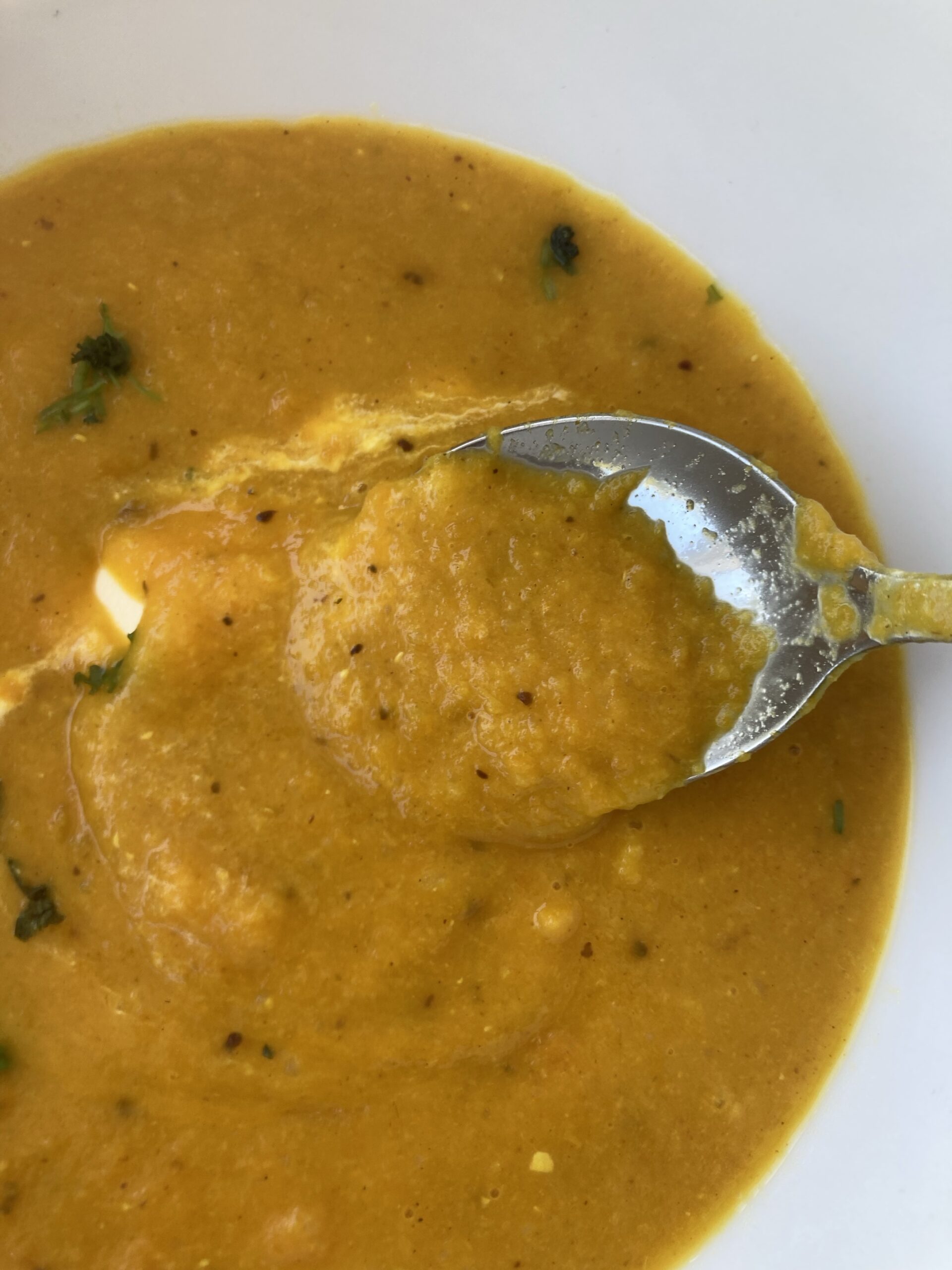 Warming red lentil and carrot soup