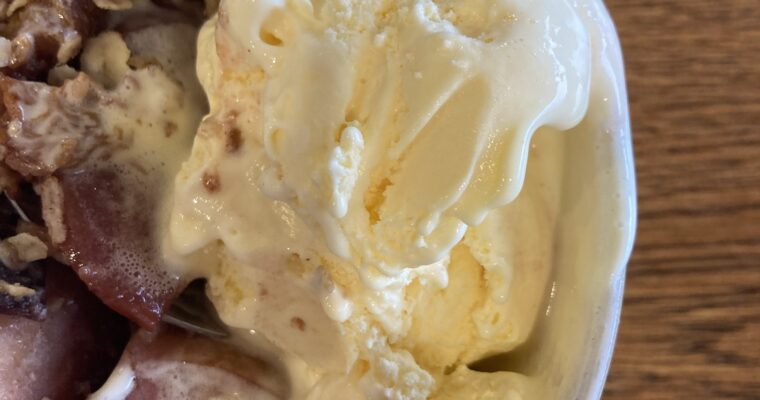 Plum and apple crumble