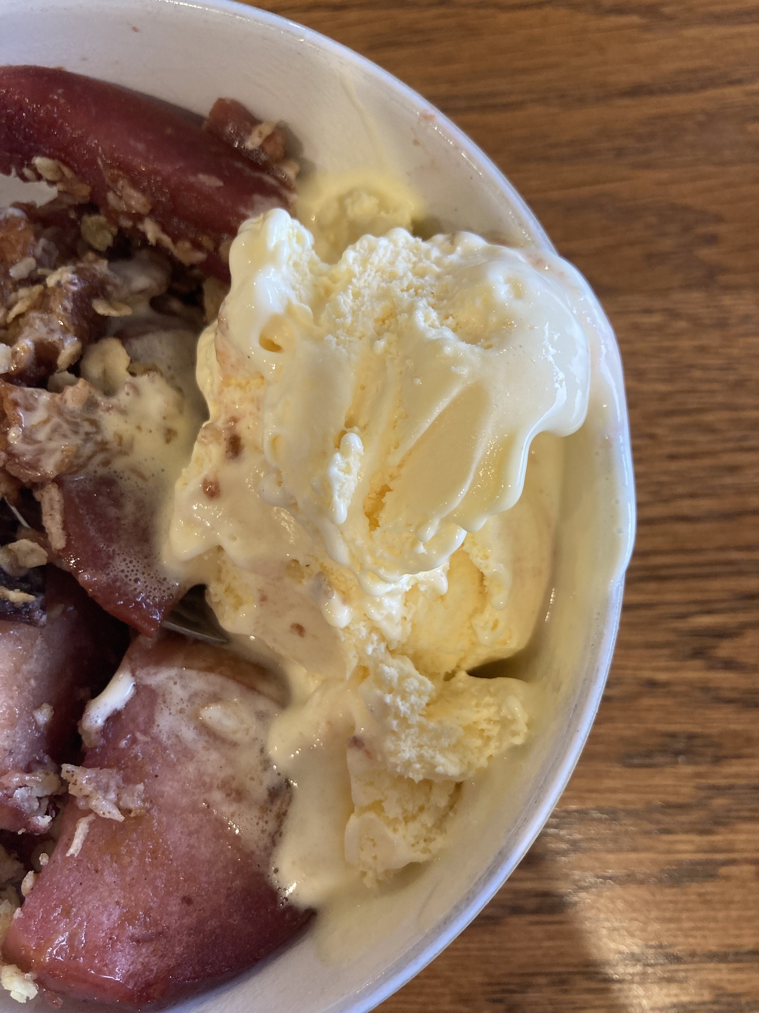 Plum and apple crumble