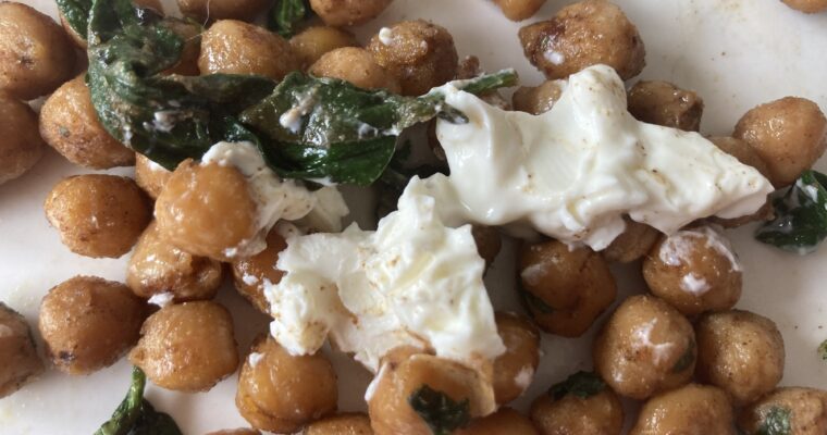 Spicy chickpeas with tahini and spinach