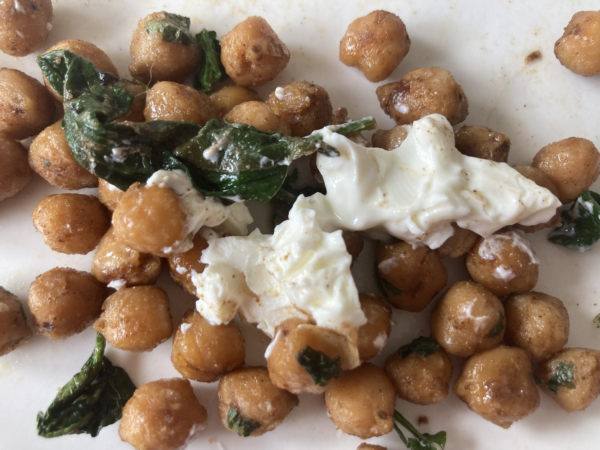 Spicy chickpeas with tahini and spinach